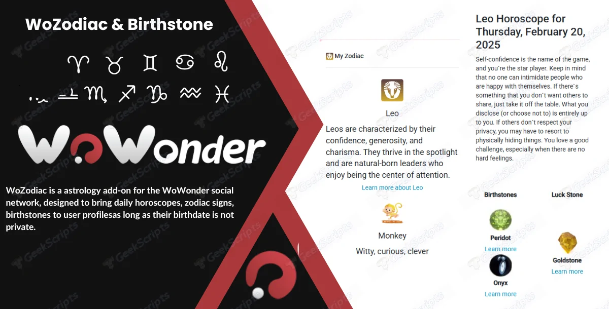 WoZodiac - Zodiac, Horoscope and Birthstone Add-on for WoWonder